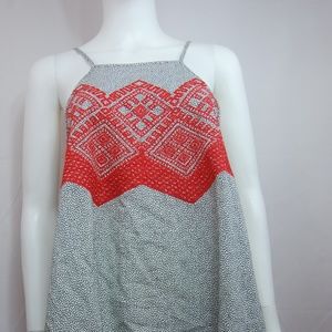 THML Red Spaghetti Strap Embroidered Top